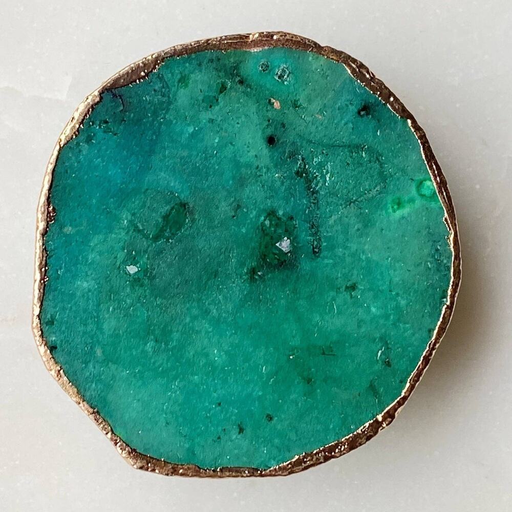 Golden Edge Natural Stone Phone Grip Green Druzy